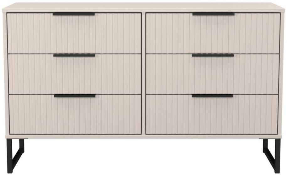 Fluted 6 Drawer Midi Chest with Black Sleigh Legs