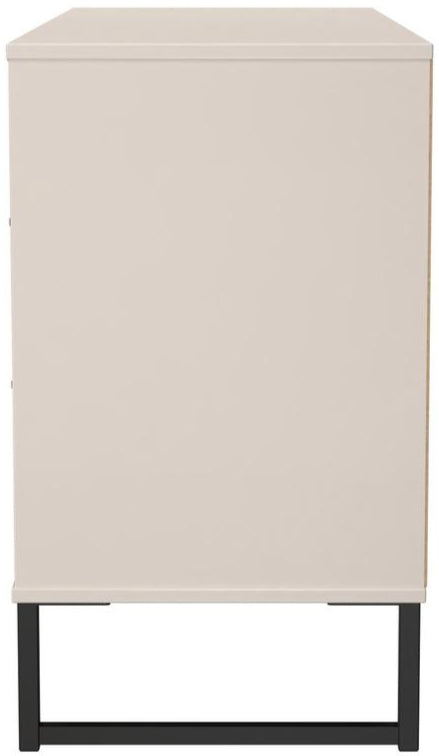 Fluted 6 Drawer Midi Chest with Black Sleigh Legs