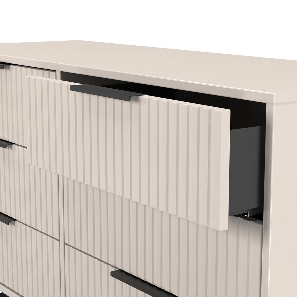 Fluted 6 Drawer Midi Chest with Black Sleigh Legs