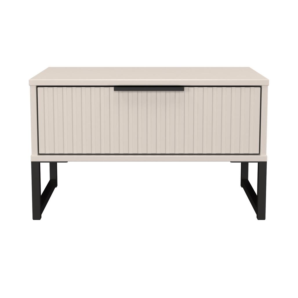 Fluted 1 Drawer Midi Chest with Black Sleigh Legs
