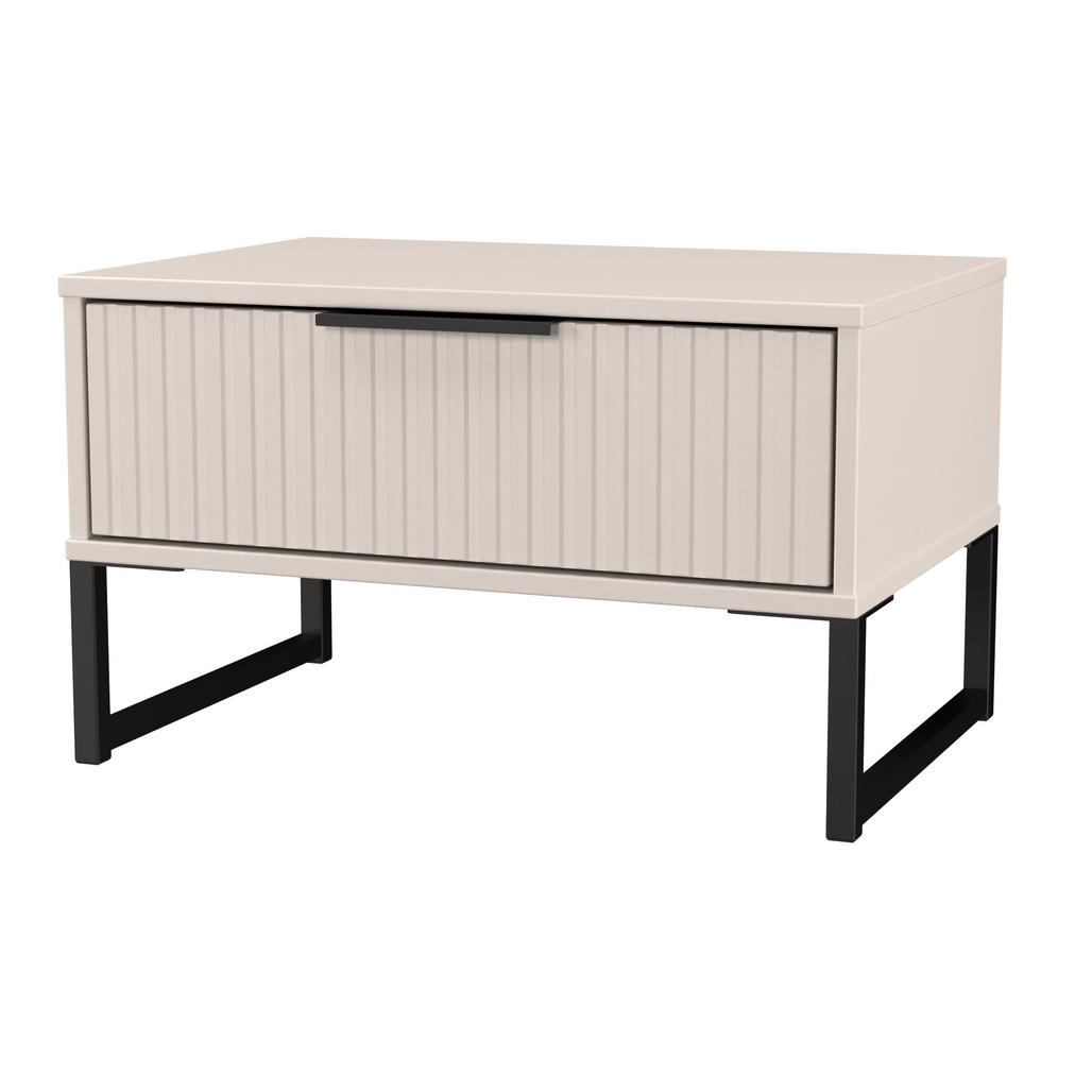 Fluted 1 Drawer Midi Chest with Black Sleigh Legs