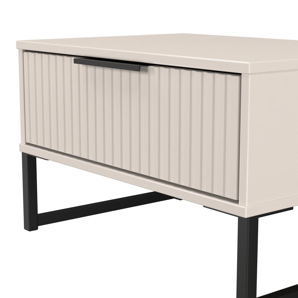 Fluted 1 Drawer Midi Chest with Black Sleigh Legs