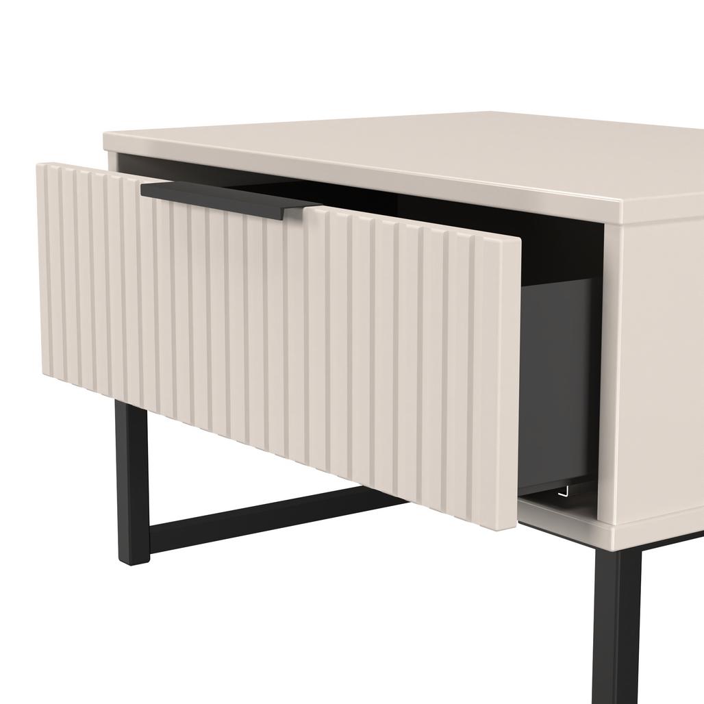 Fluted 1 Drawer Midi Chest with Black Sleigh Legs