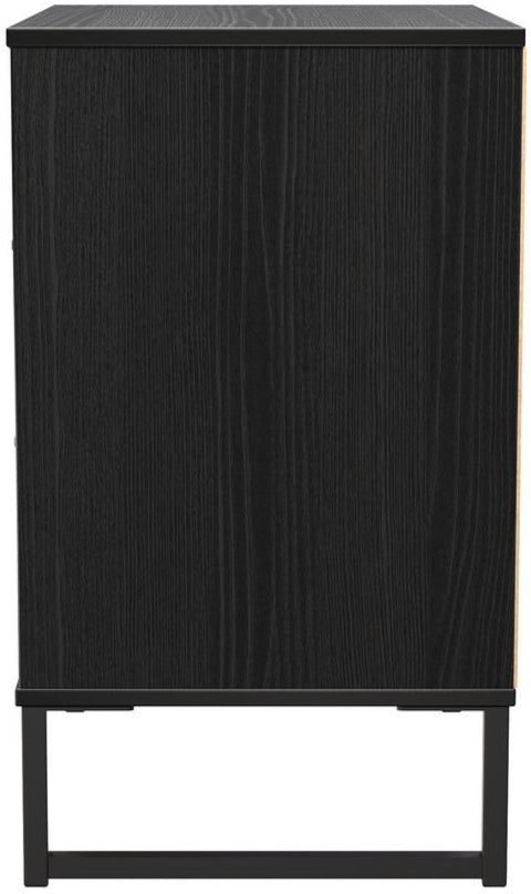 Fluted 3 Drawer Midi Chest with Black Sleigh Legs