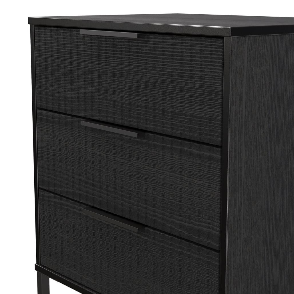 Fluted 3 Drawer Midi Chest with Black Sleigh Legs