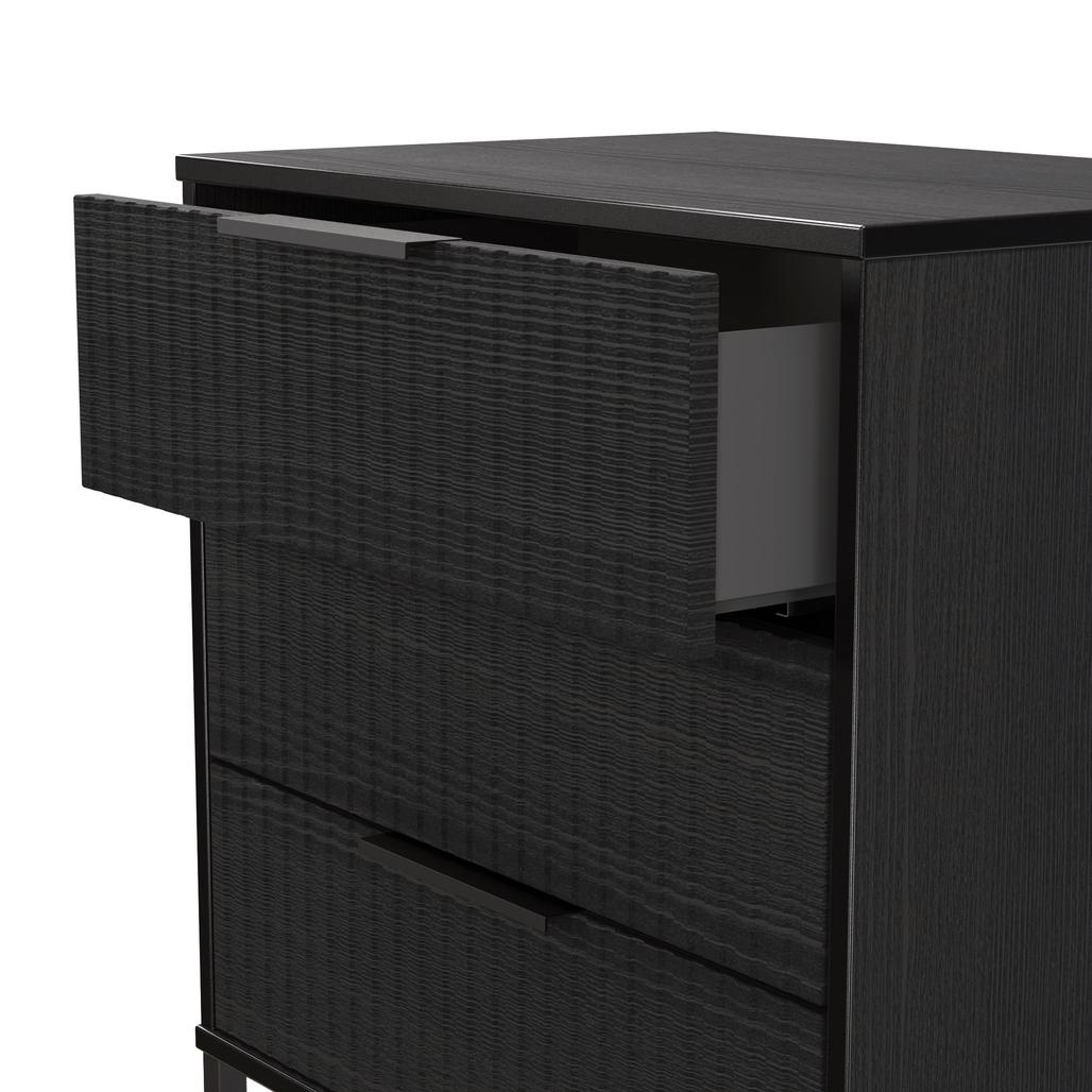 Fluted 3 Drawer Midi Chest with Black Sleigh Legs