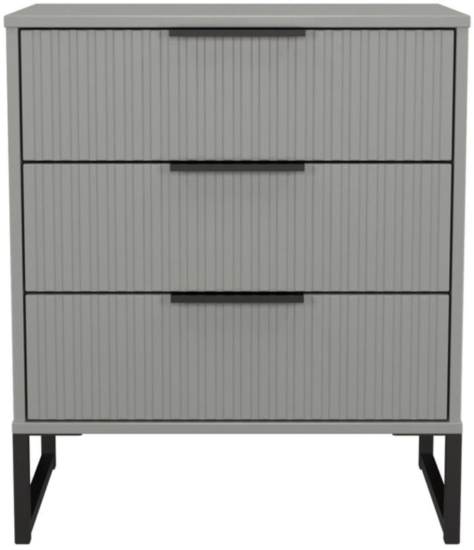 Fluted 3 Drawer Midi Chest with Black Sleigh Legs