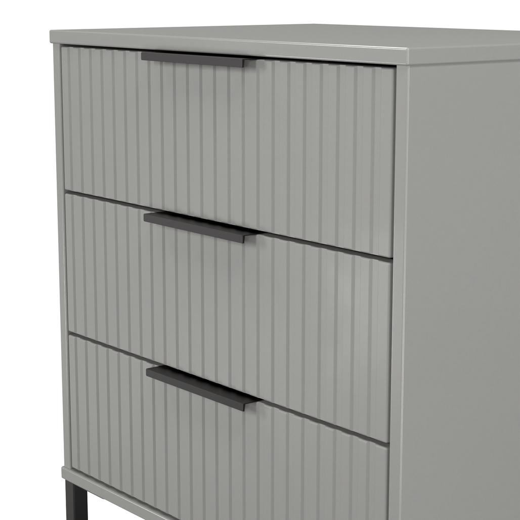 Fluted 3 Drawer Midi Chest with Black Sleigh Legs
