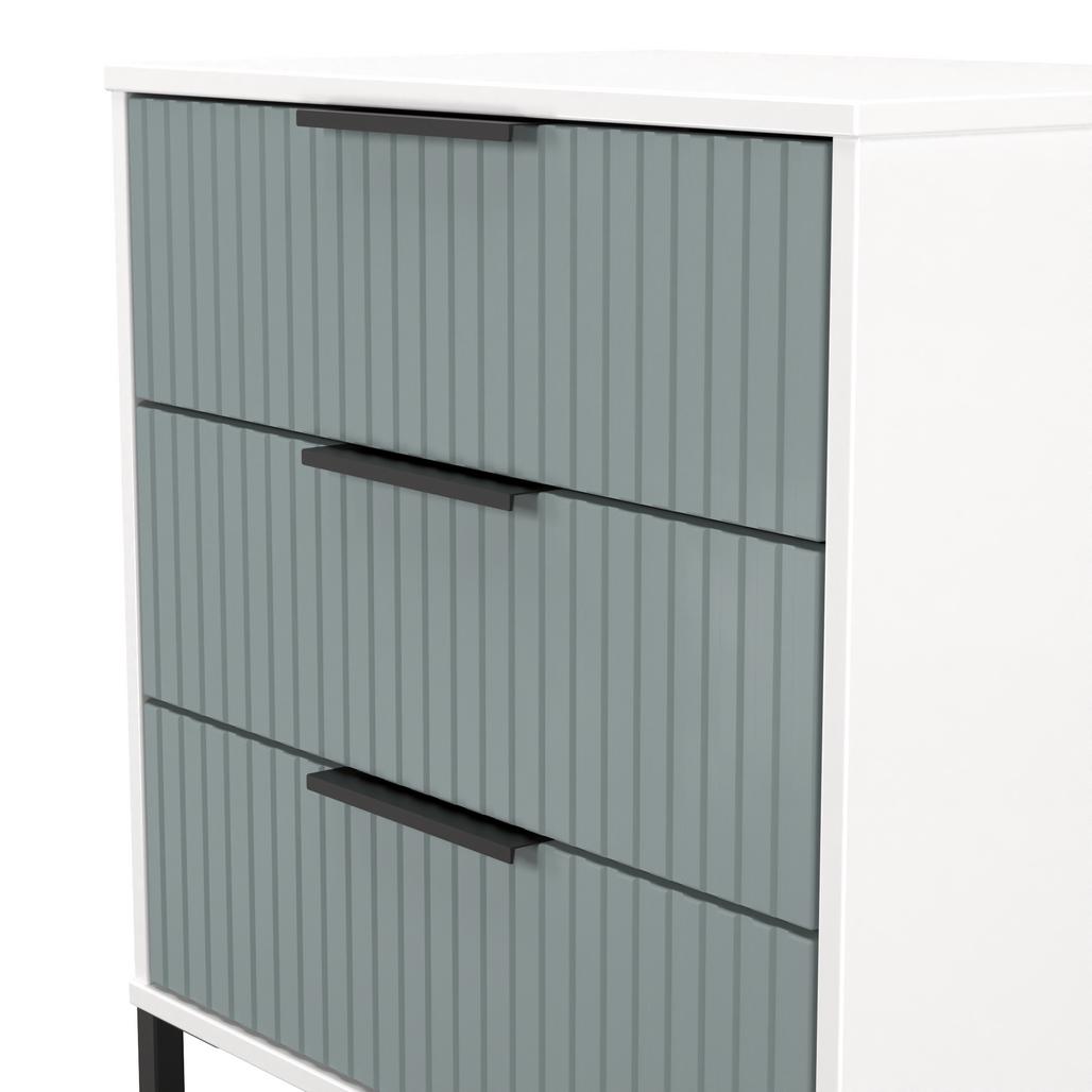 Fluted 3 Drawer Midi Chest with Black Sleigh Legs