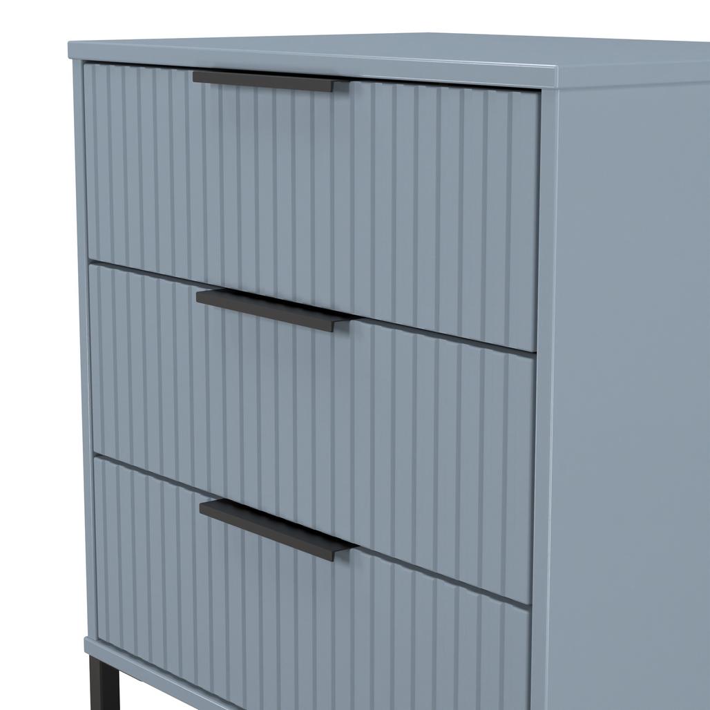 Fluted 3 Drawer Midi Chest with Black Sleigh Legs