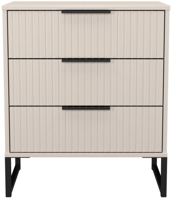 Fluted 3 Drawer Midi Chest with Black Sleigh Legs