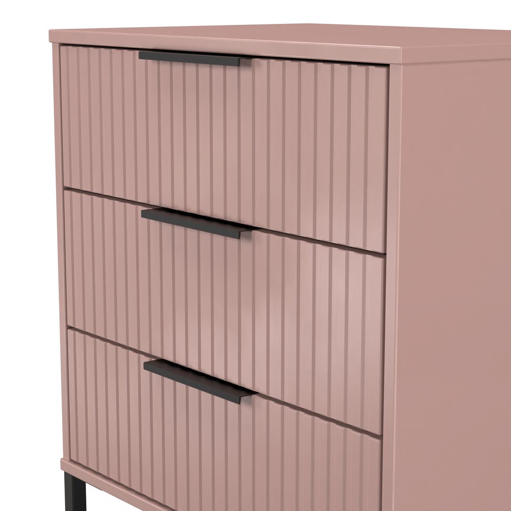 Fluted 3 Drawer Midi Chest with Black Sleigh Legs