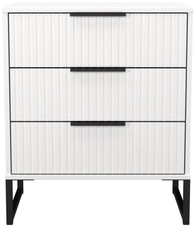 Fluted 3 Drawer Midi Chest with Black Sleigh Legs