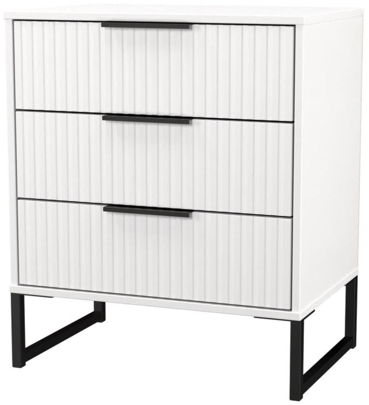 Fluted 3 Drawer Midi Chest with Black Sleigh Legs