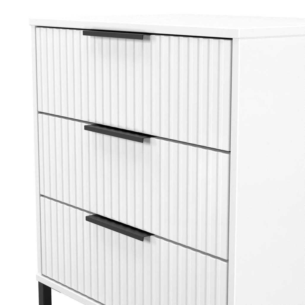 Fluted 3 Drawer Midi Chest with Black Sleigh Legs