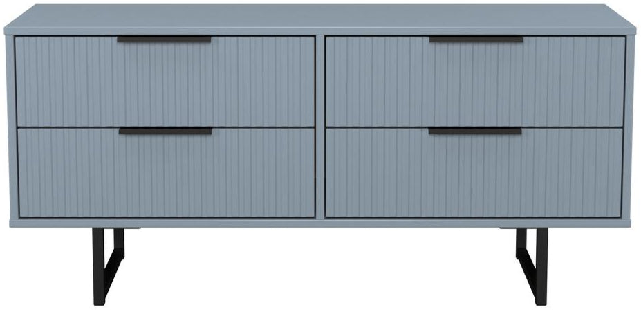Fluted 4 Drawer Bed Box with Black Sleigh Legs