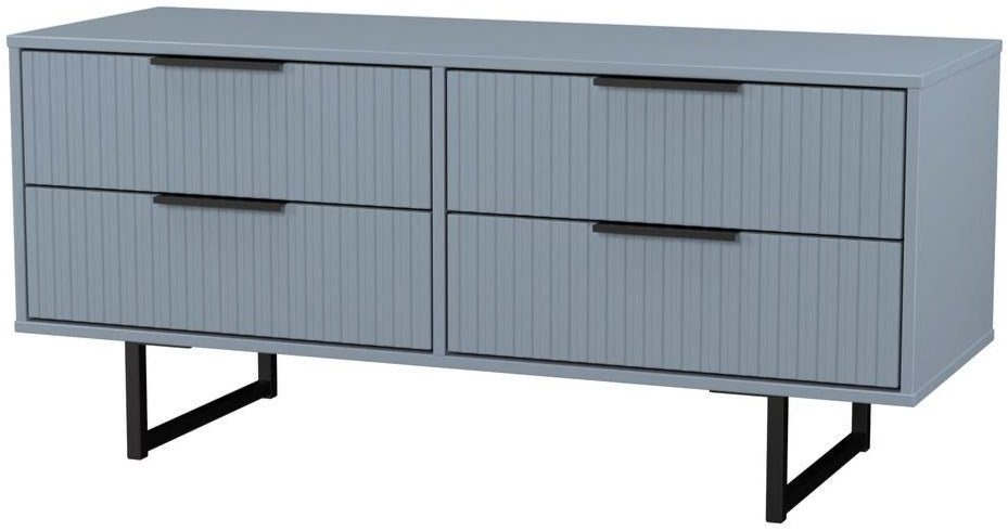 Fluted 4 Drawer Bed Box with Black Sleigh Legs