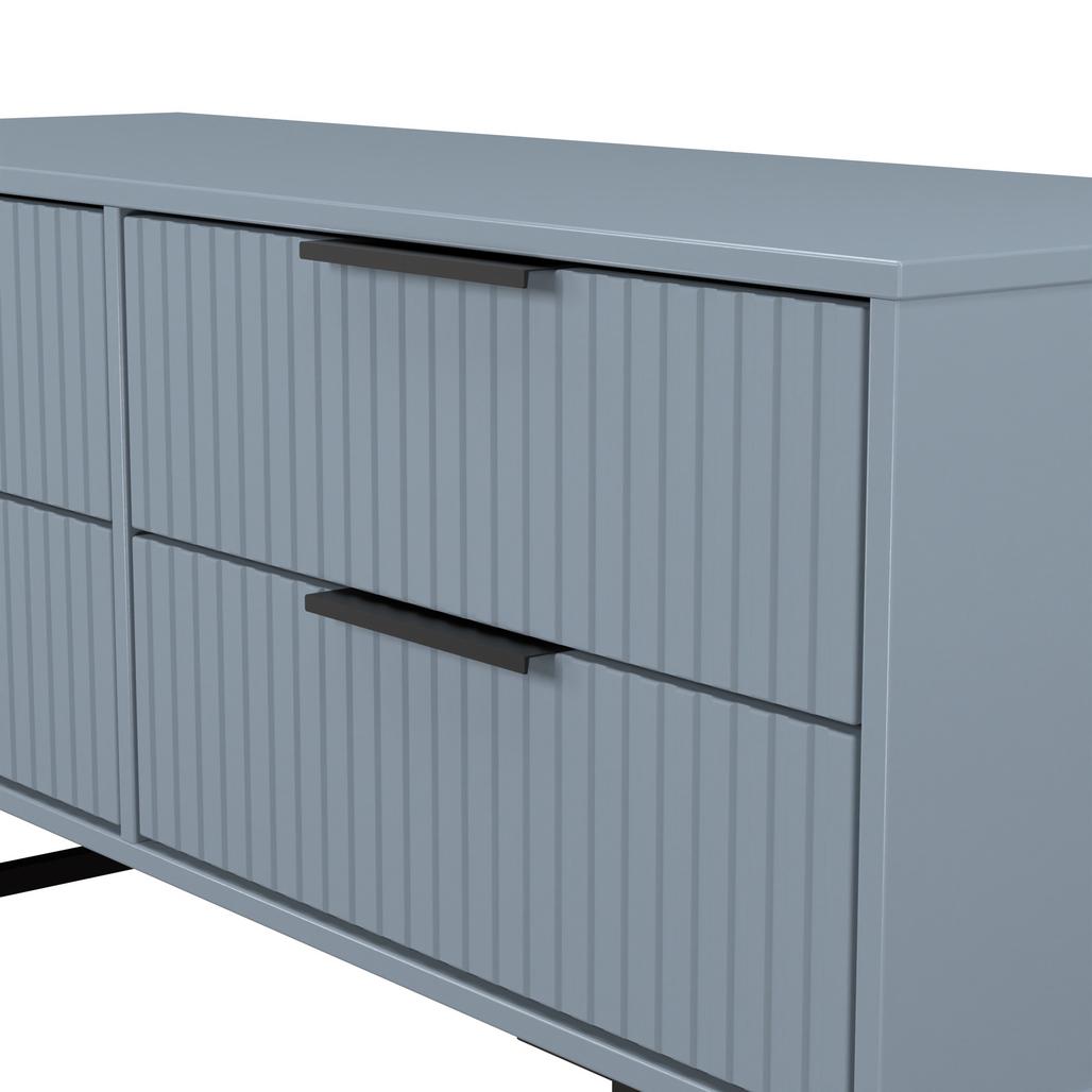 Fluted 4 Drawer Bed Box with Black Sleigh Legs