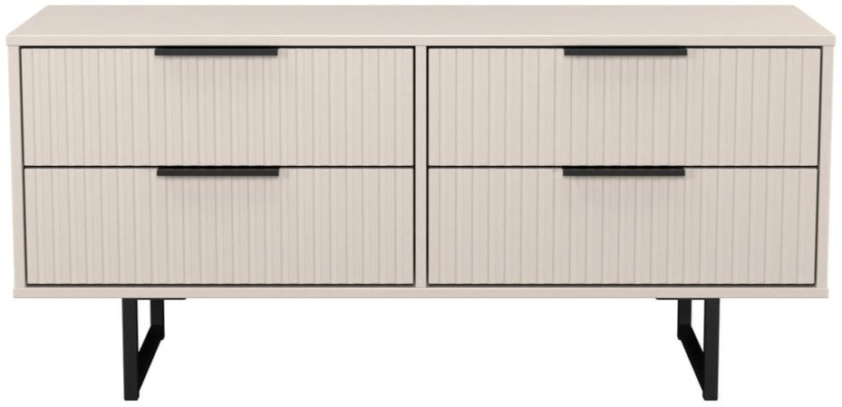 Fluted 4 Drawer Bed Box with Black Sleigh Legs