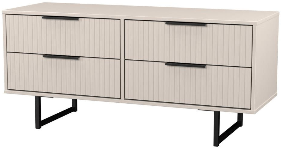 Fluted 4 Drawer Bed Box with Black Sleigh Legs