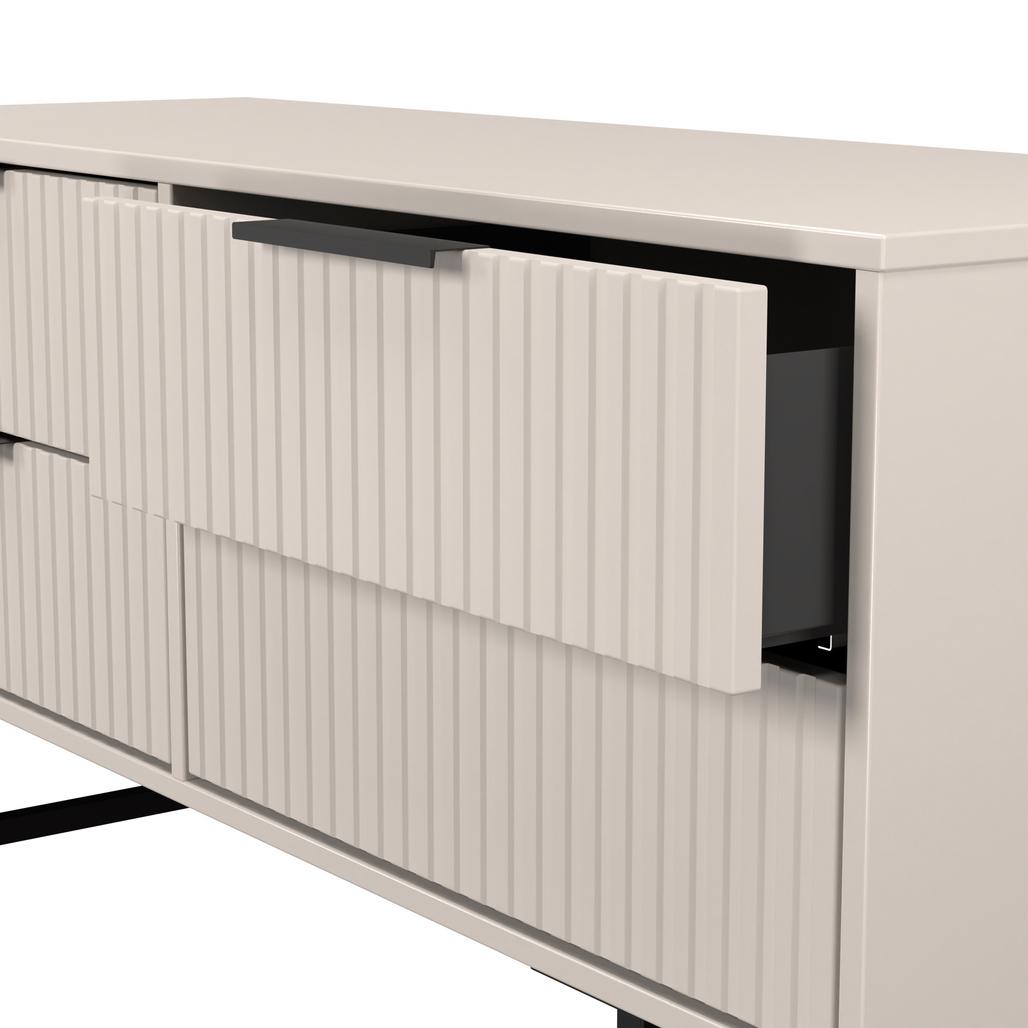 Fluted 4 Drawer Bed Box with Black Sleigh Legs