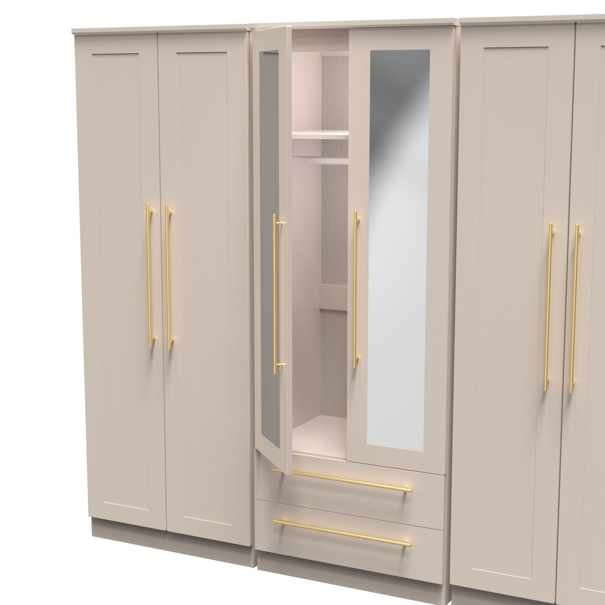 Haworth Tall 6 Door 2 Drawer Mirrored Wardrobe