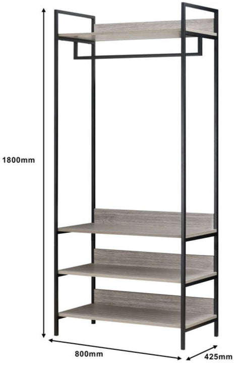 Alva Open Wardrobe with 4 Shelves