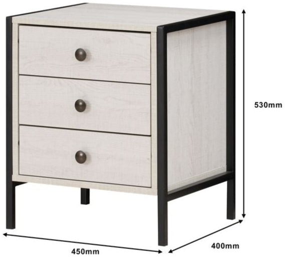 Alva 3 Drawer Bedside Table