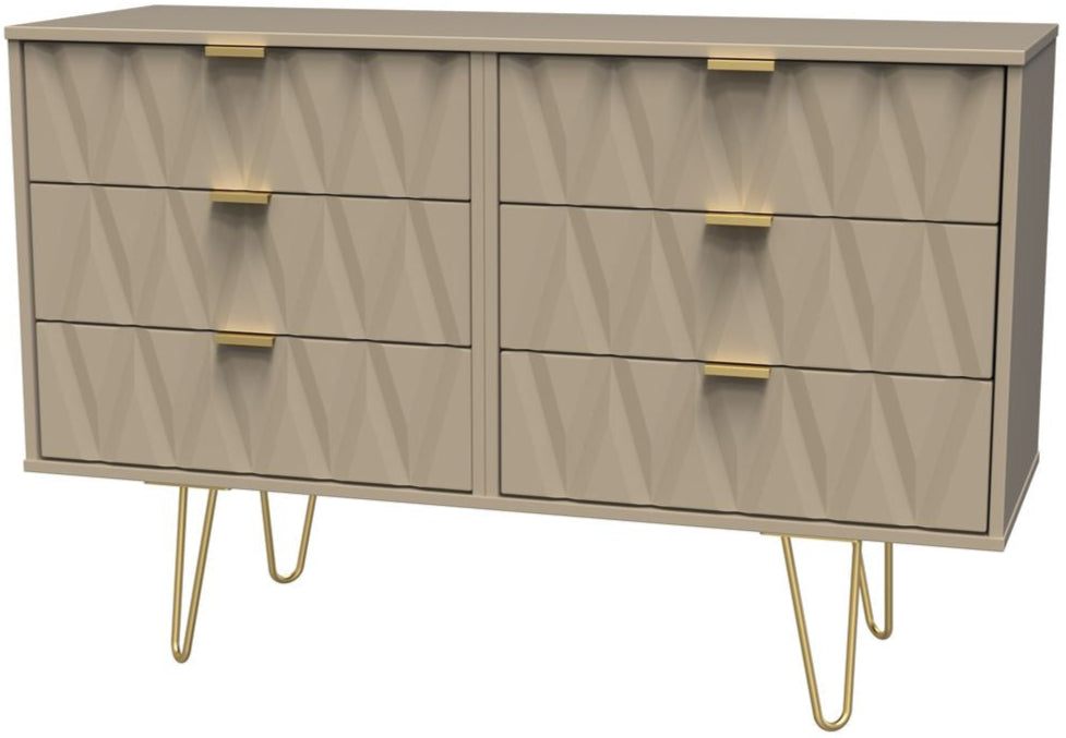 Diamond 6 Drawer Midi Chest with Gold Hairpin Legs