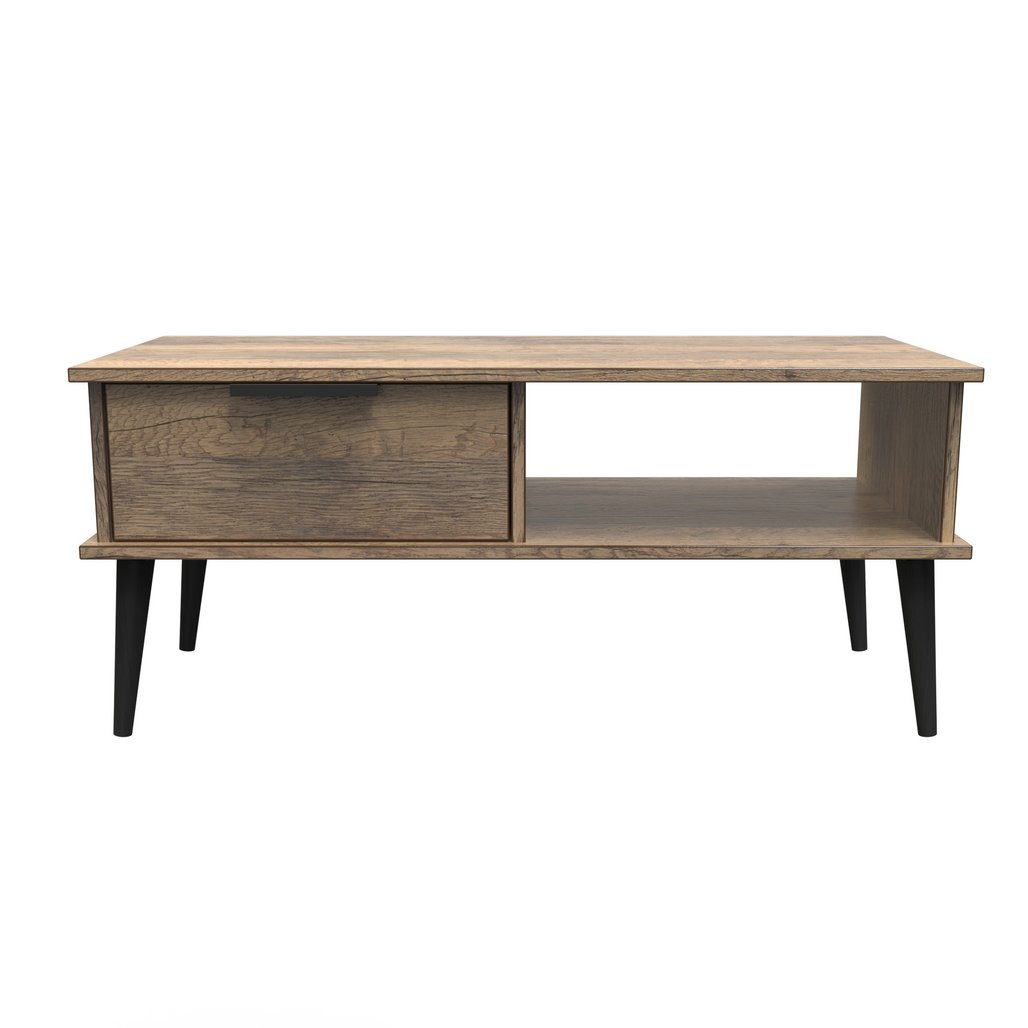 Hong Kong 1 Drawer Coffee Table with Black Legs