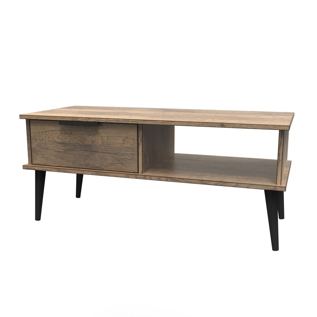 Hong Kong 1 Drawer Coffee Table with Black Legs
