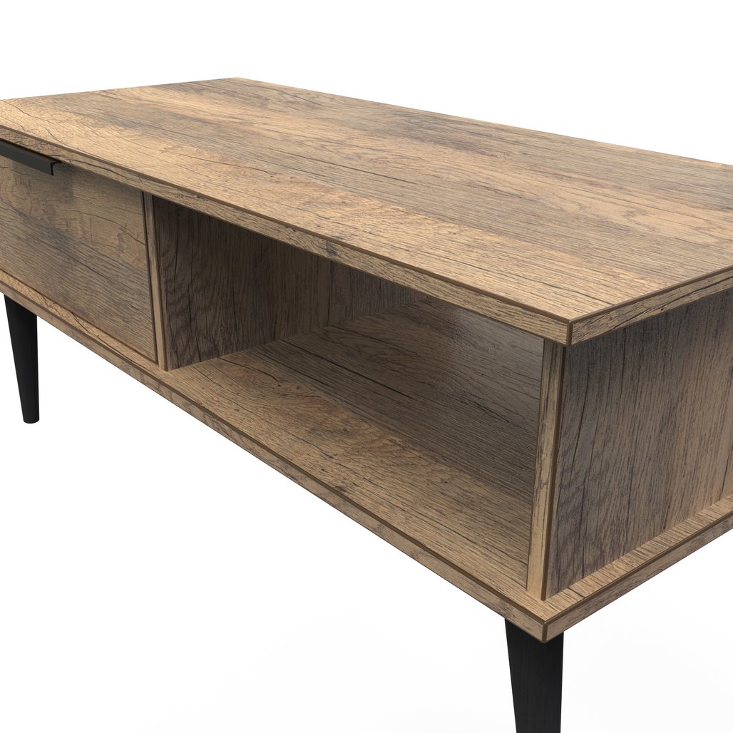 Hong Kong 1 Drawer Coffee Table with Black Legs