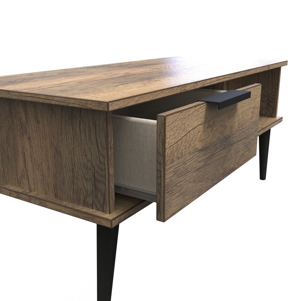 Hong Kong 1 Drawer Coffee Table with Black Legs