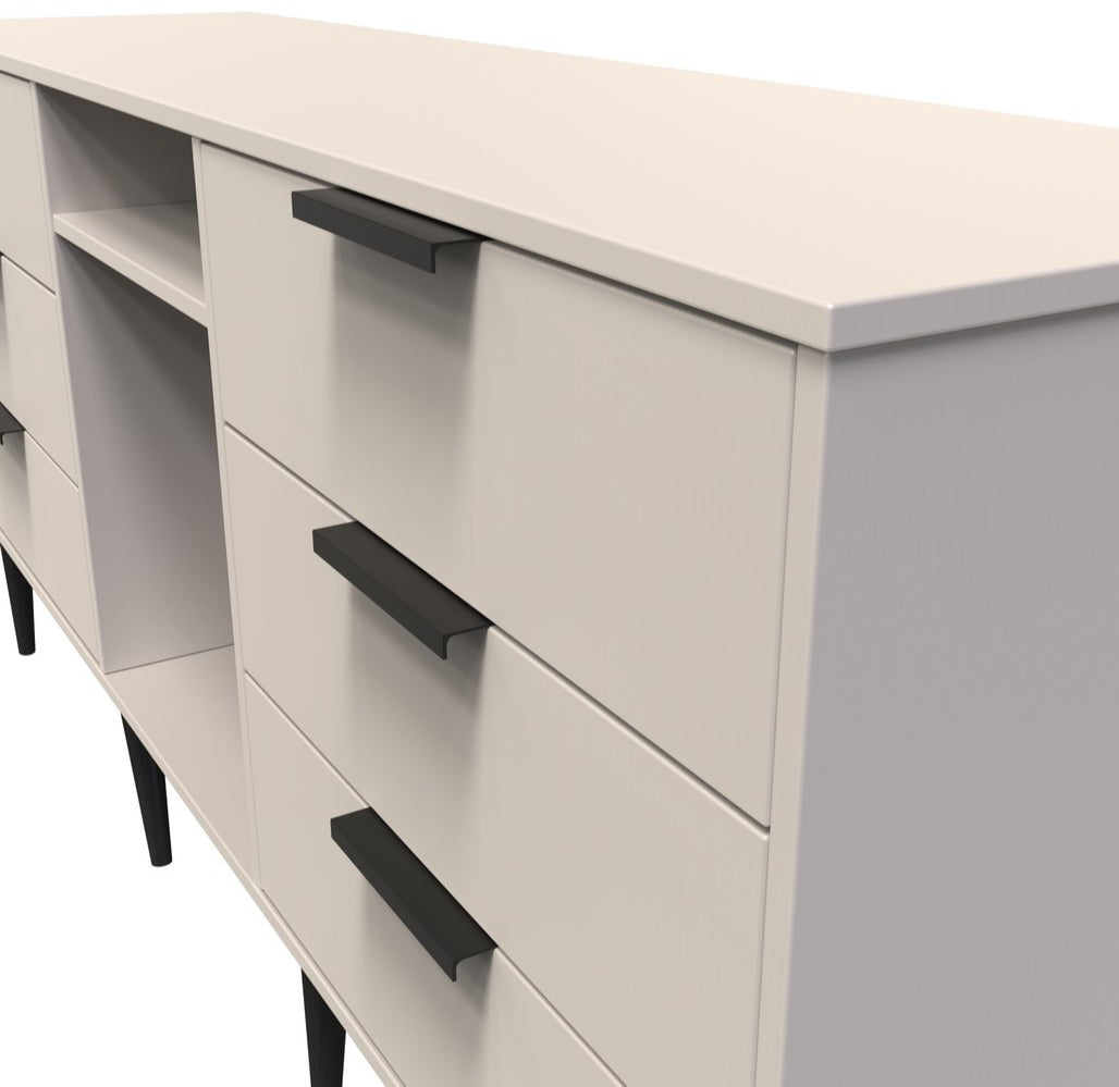 Hong Kong 6 Drawer 2 Shelf TV Unit with Black Legs