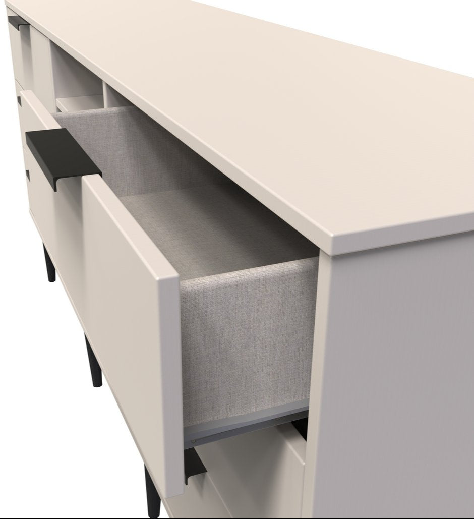 Hong Kong 6 Drawer 2 Shelf TV Unit with Black Legs