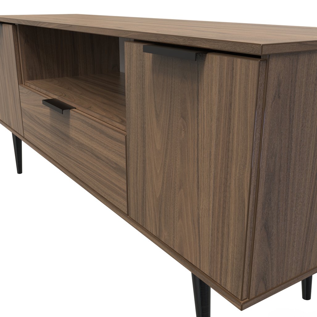 Hong Kong 2 Door 1 Drawer Wide TV Unit with Black Legs