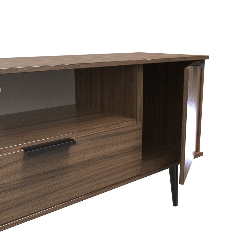 Hong Kong 2 Door 1 Drawer Wide TV Unit with Black Legs