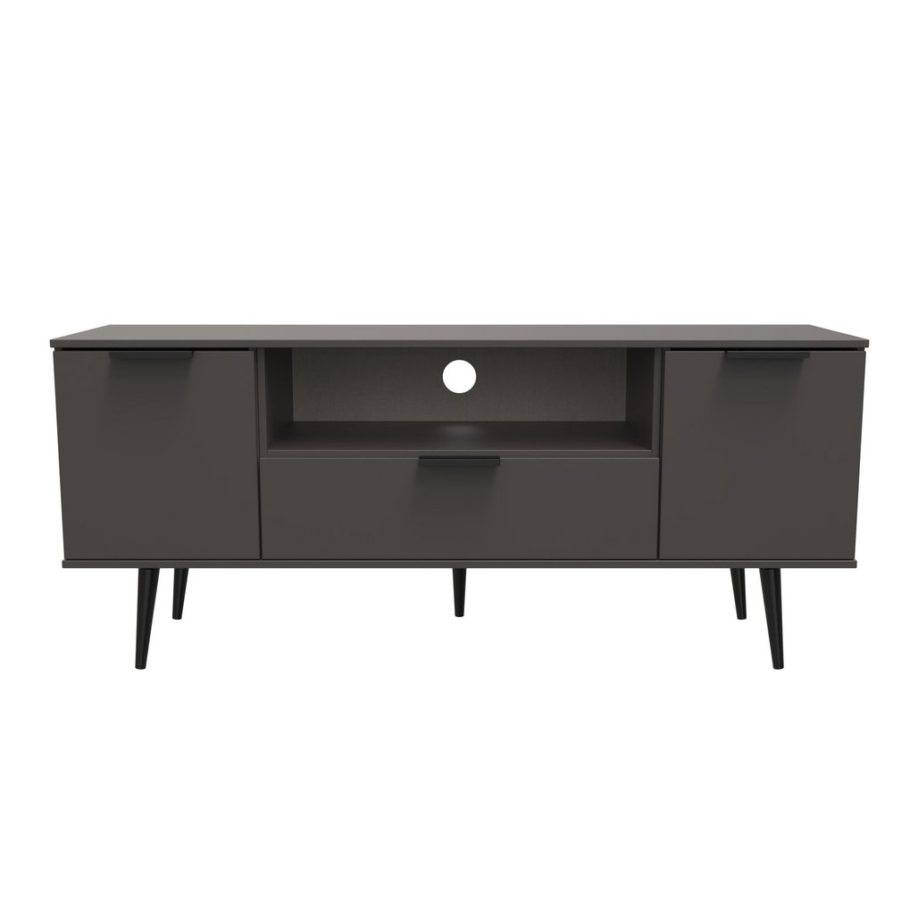 Hong Kong 2 Door 1 Drawer Wide TV Unit with Black Legs