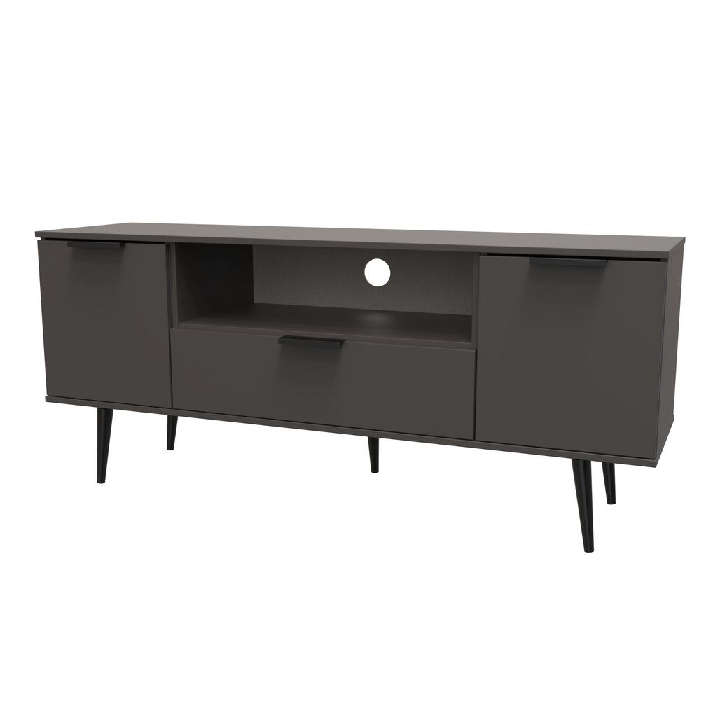 Hong Kong 2 Door 1 Drawer Wide TV Unit with Black Legs