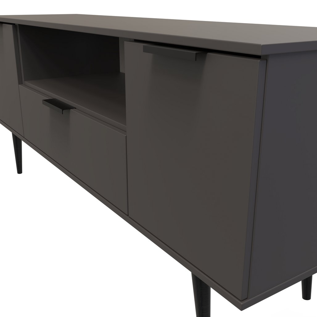 Hong Kong 2 Door 1 Drawer Wide TV Unit with Black Legs