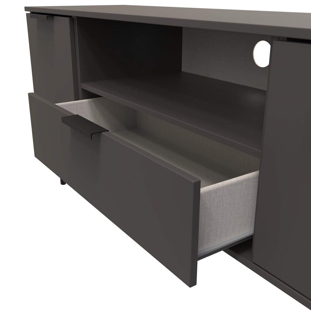 Hong Kong 2 Door 1 Drawer Wide TV Unit with Black Legs
