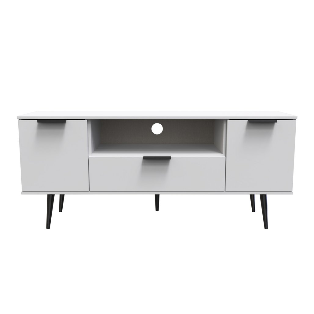 Hong Kong 2 Door 1 Drawer Wide TV Unit with Black Legs