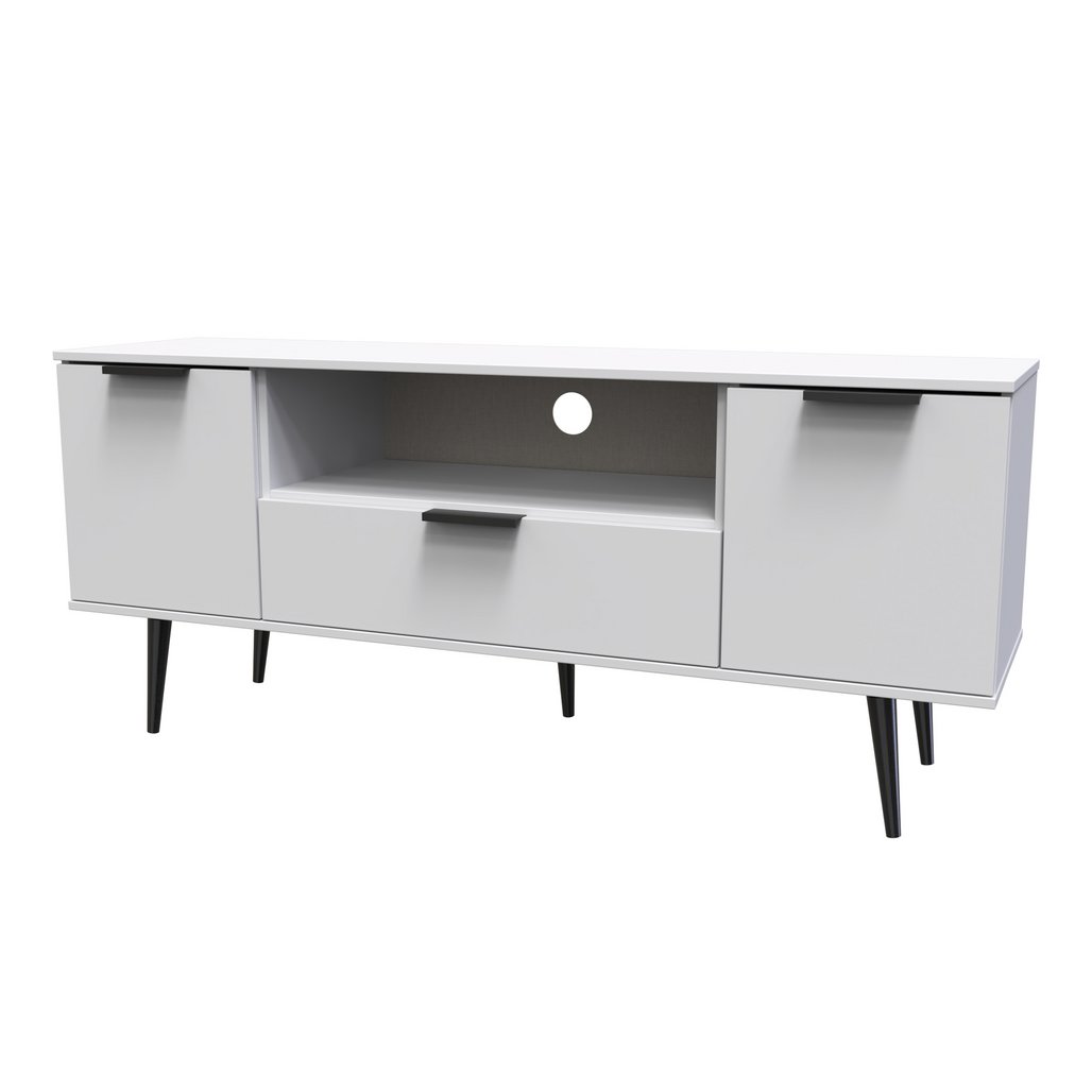 Hong Kong 2 Door 1 Drawer Wide TV Unit with Black Legs