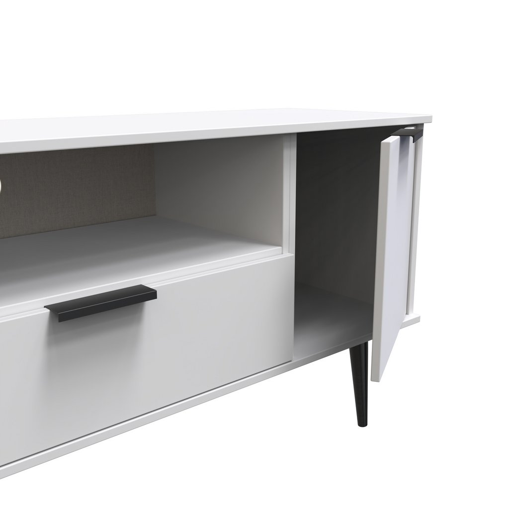 Hong Kong 2 Door 1 Drawer Wide TV Unit with Black Legs