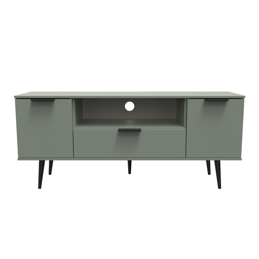 Hong Kong 2 Door 1 Drawer Wide TV Unit with Black Legs