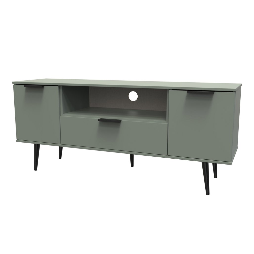 Hong Kong 2 Door 1 Drawer Wide TV Unit with Black Legs