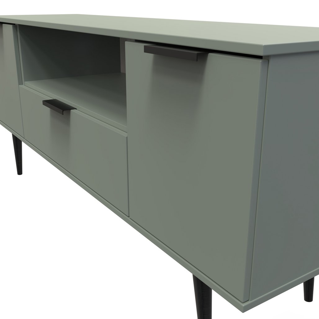 Hong Kong 2 Door 1 Drawer Wide TV Unit with Black Legs