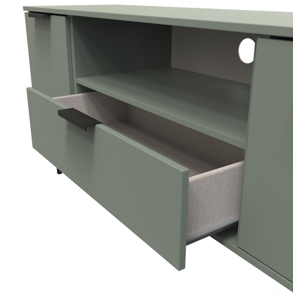 Hong Kong 2 Door 1 Drawer Wide TV Unit with Black Legs