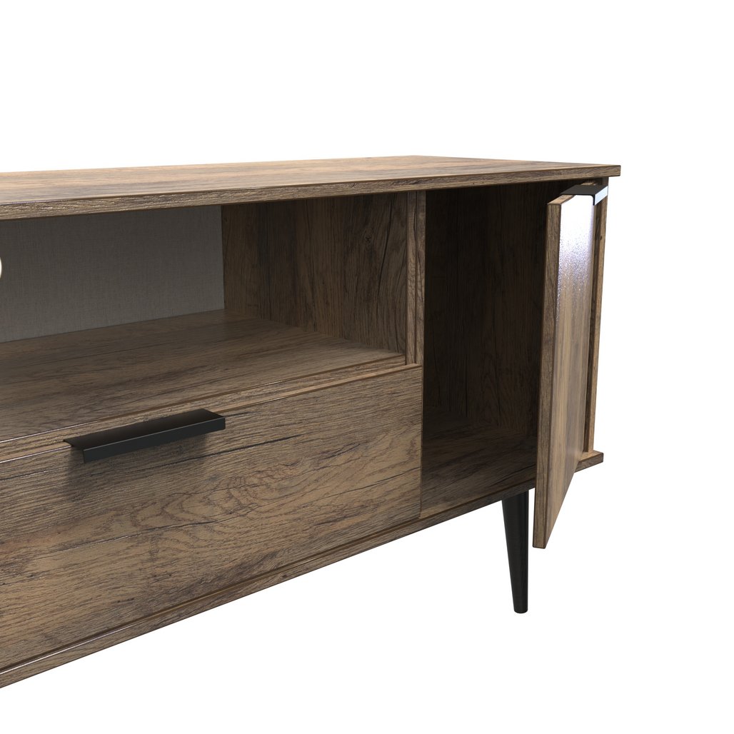 Hong Kong 2 Door 1 Drawer Wide TV Unit with Black Legs