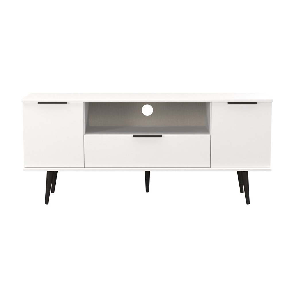 Hong Kong 2 Door 1 Drawer Wide TV Unit with Black Legs